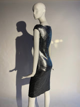 Silver Sequin Party Dress - Kevan Hall - 