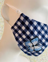 Navy & White Check with Butterfly Applique