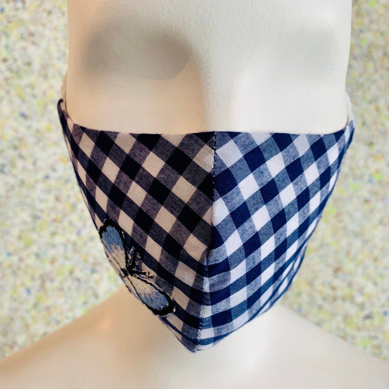 Navy & White Check with Butterfly Applique