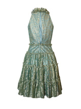 Tiered Halter Dress, jade/gold metallic lace