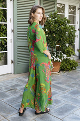 Rayon Paisley Jumpsuit with Self Belt - Kevan Hall-Jumpsuit-